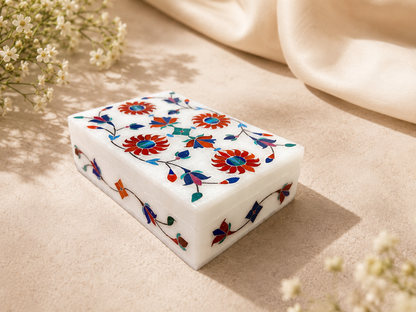 Large Italian Alabaster Marble Jewellery Box