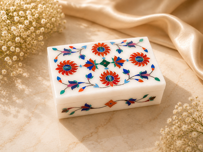 Large Italian Alabaster Marble Jewellery Box