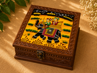 Hand-Painted Medium Wooden Jewellery Box – Royal Art Design