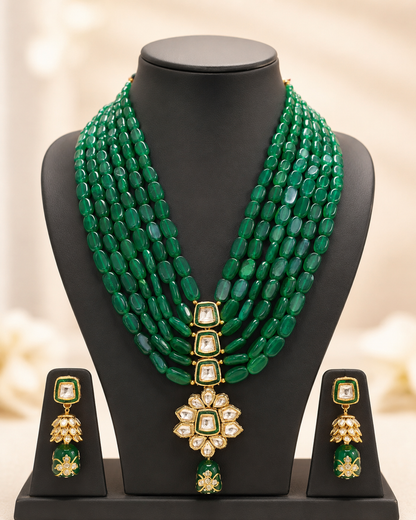 Handmade Rajasthani Patwa Jewellery Set with Earrings