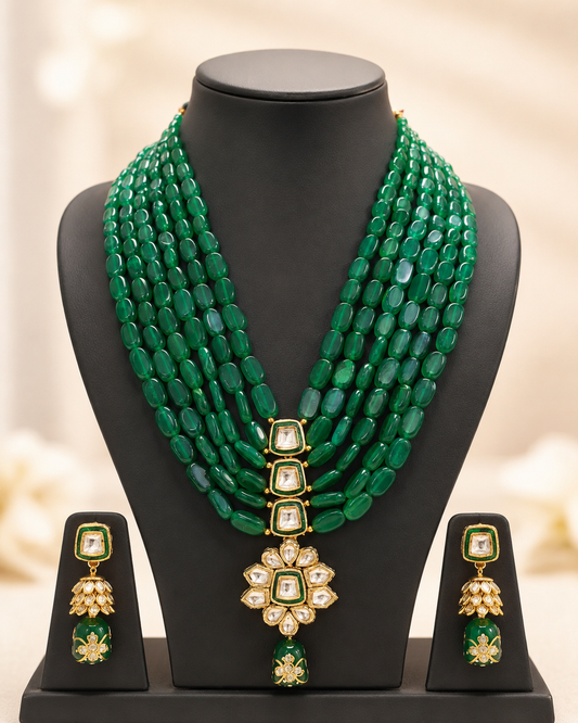 Handmade Rajasthani Patwa Jewellery Set with Earrings