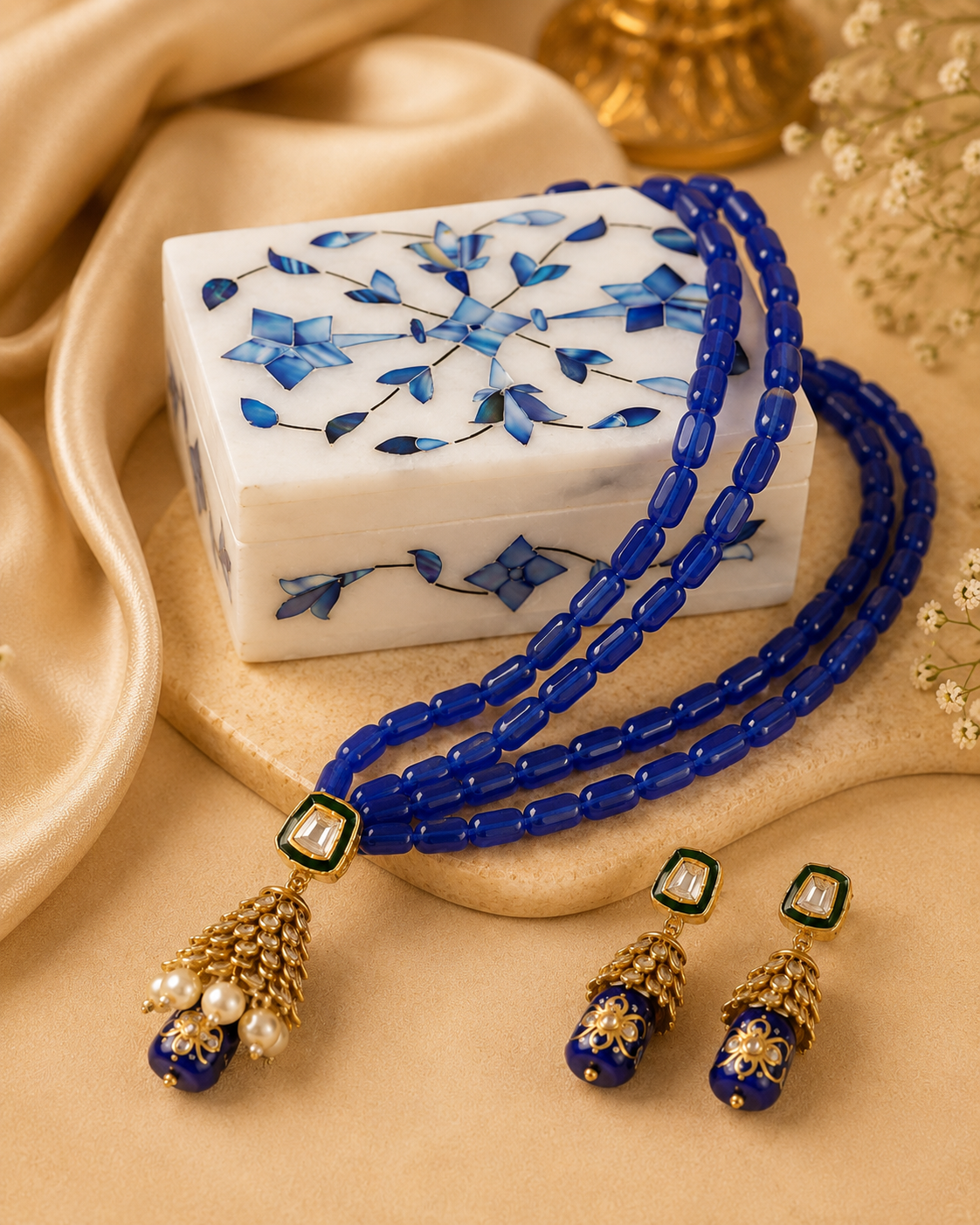 Royal Blue Marble Gift Set – Blue Jewellery & Handcrafted Box