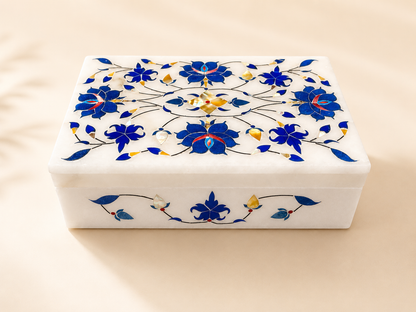 Large Italian Alabaster Marble Jewellery Box