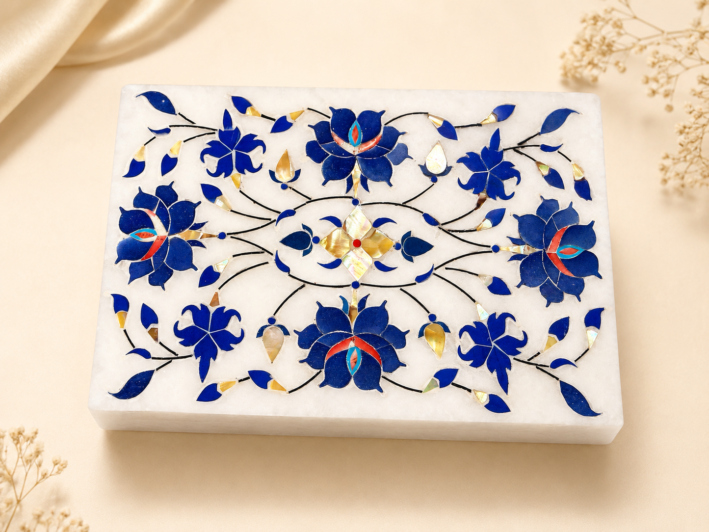 Large Italian Alabaster Marble Jewellery Box