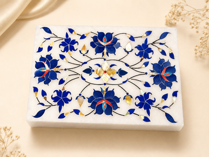 Large Italian Alabaster Marble Jewellery Box