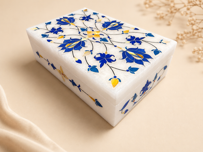 Large Italian Alabaster Marble Jewellery Box
