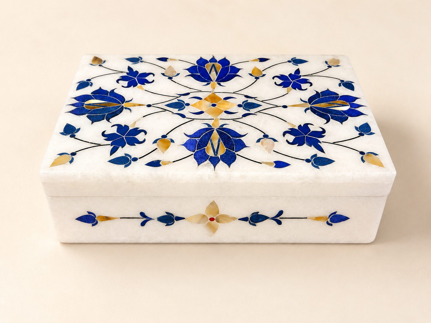 Large Italian Alabaster Marble Jewellery Box