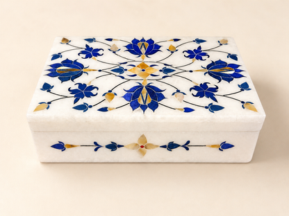 Large Italian Alabaster Marble Jewellery Box