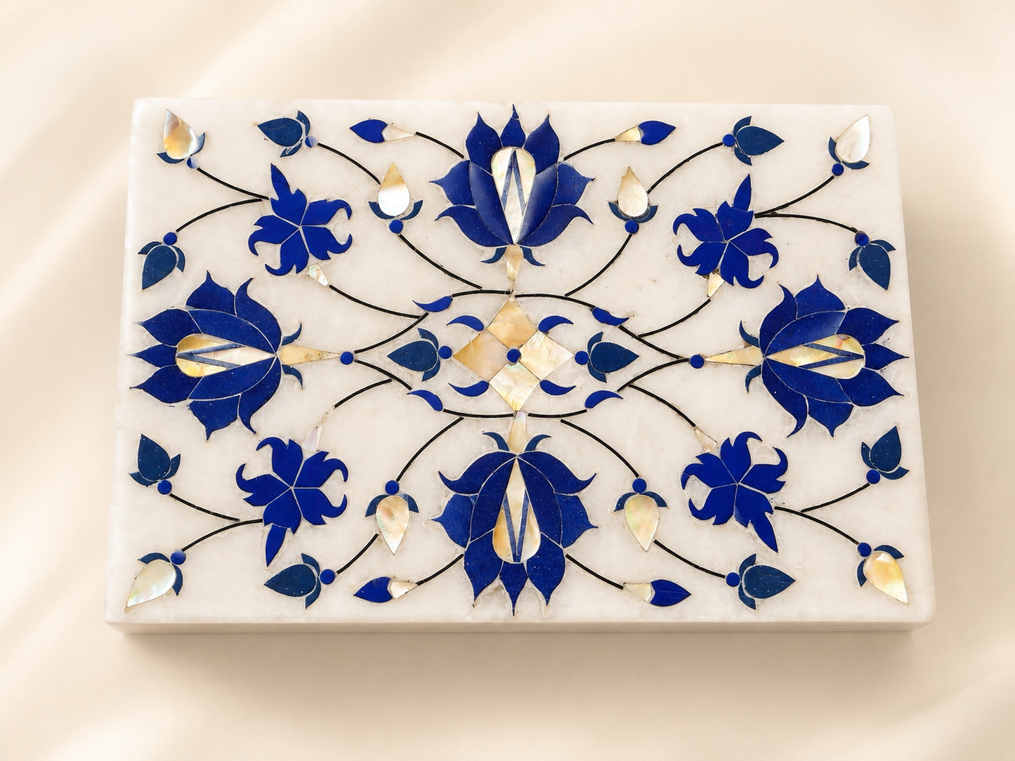 Large Italian Alabaster Marble Jewellery Box
