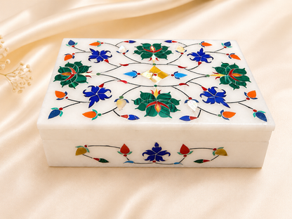 Large Italian Alabaster Marble Jewellery Box