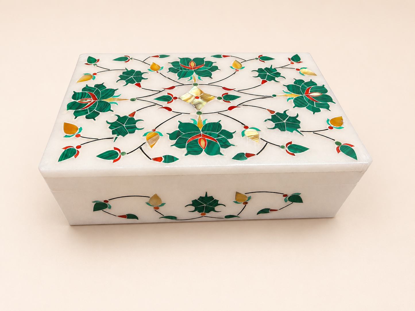 Large Italian Alabaster Marble Jewellery Box