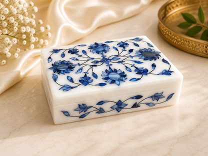 Large Italian Alabaster Marble Jewellery Box