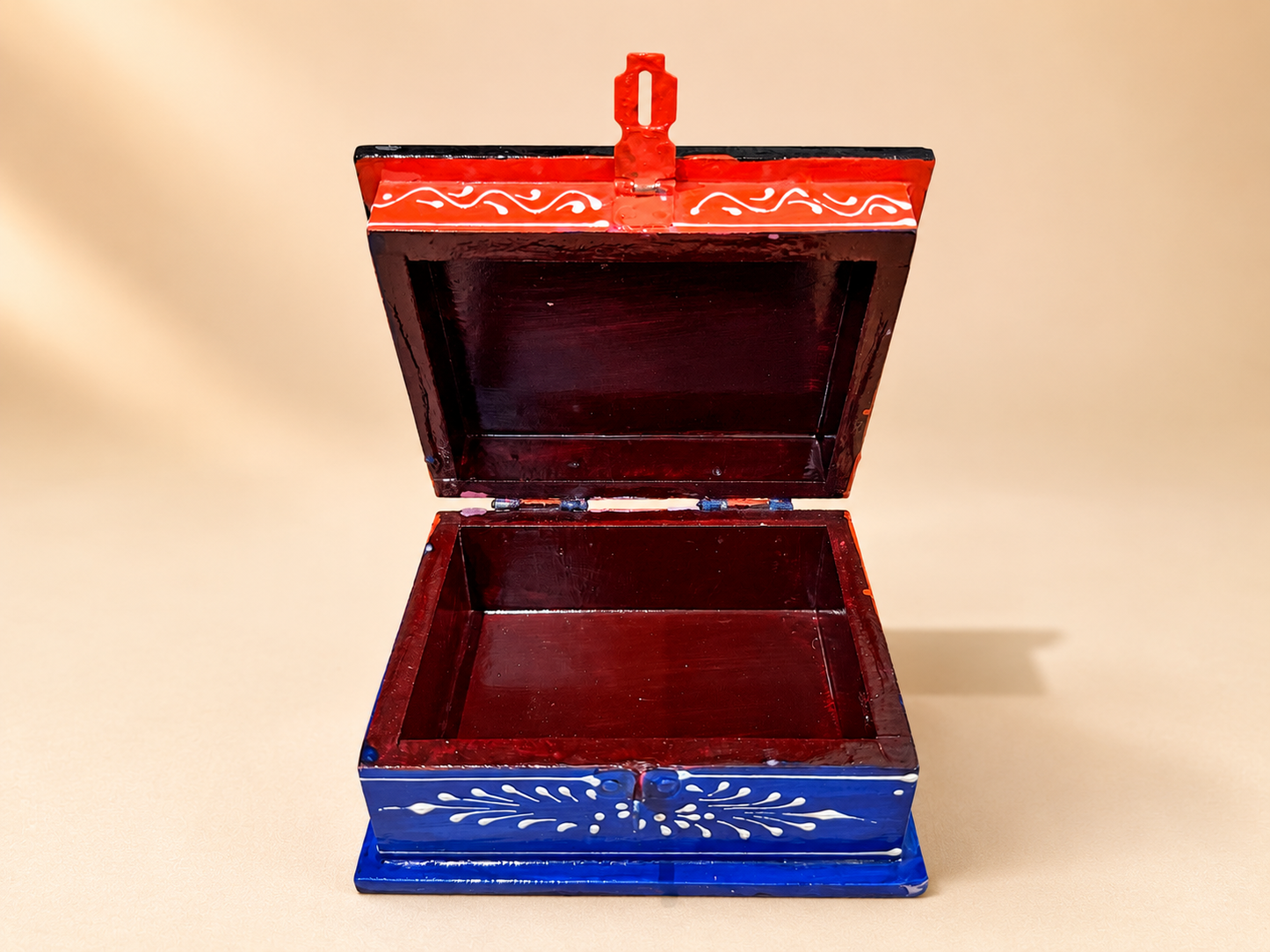 Hand-Painted Small Wooden Jewellery Box – Royal Elephant Art