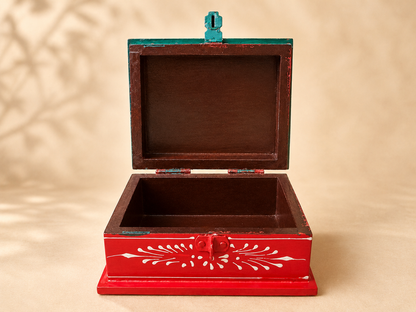 Hand-Painted Small Wooden Jewellery Box – Royal Elephant Art
