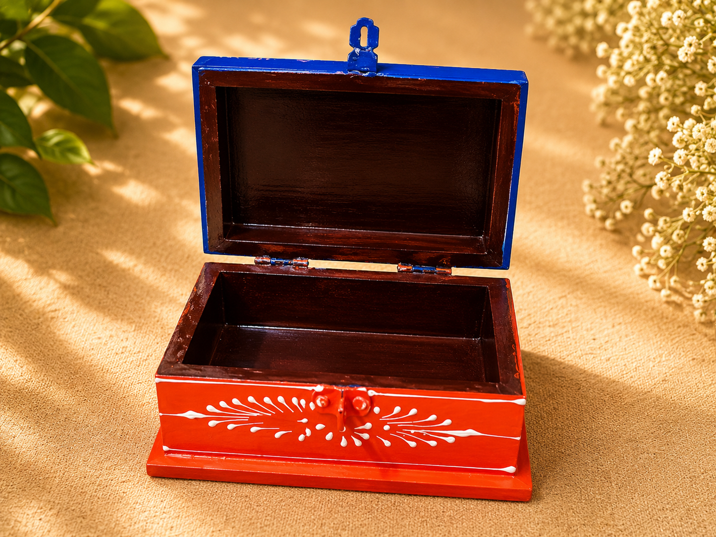 Hand-Painted Small Wooden Jewellery Box – Royal Elephant Art