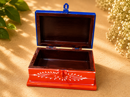 Hand-Painted Small Wooden Jewellery Box – Royal Elephant Art