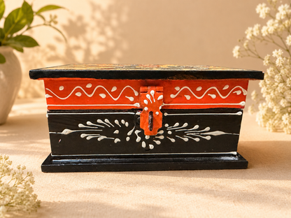 Hand-Painted Small Wooden Jewellery Box – Royal Elephant Art