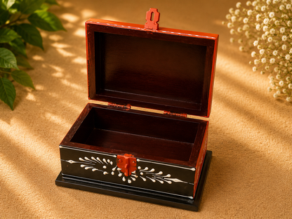 Hand-Painted Small Wooden Jewellery Box – Royal Elephant Art