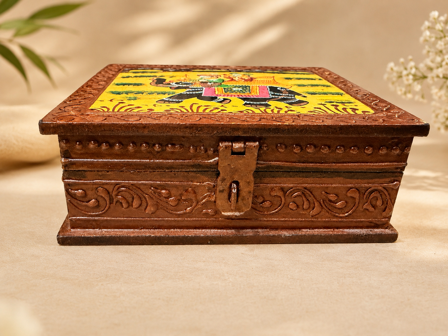 Hand-Painted Medium Wooden Jewellery Box – Royal Art Design