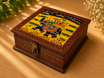 Hand-Painted Medium Wooden Jewellery Box – Royal Art Design