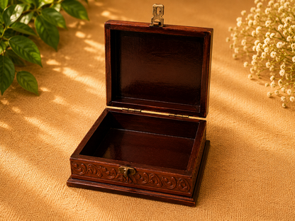 Hand-Painted Medium Wooden Jewellery Box – Royal Art Design