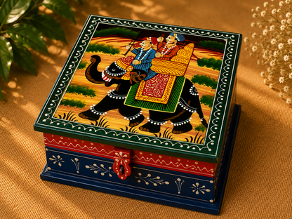 Hand-Painted Medium Wooden Jewellery Box – Royal Art Design