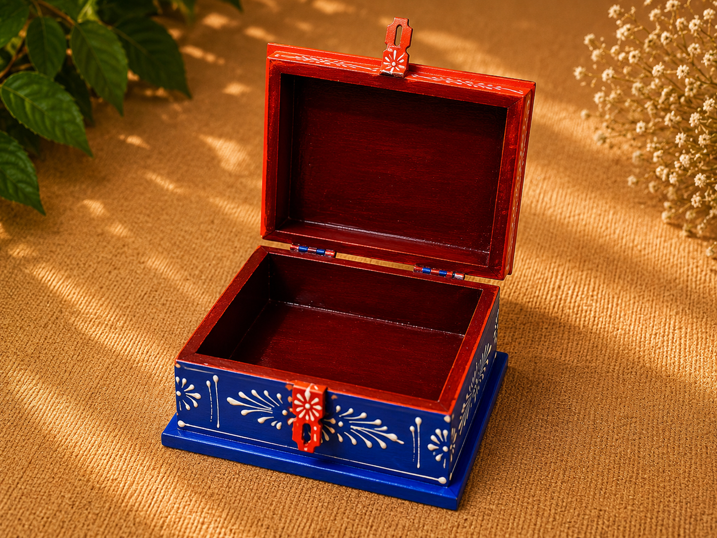 Hand-Painted Medium Wooden Jewellery Box – Royal Art Design