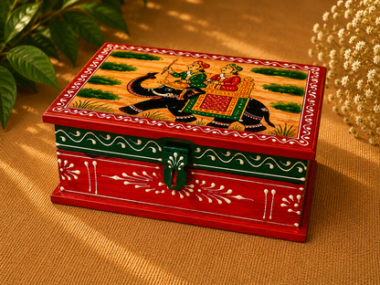 Hand-Painted Medium Wooden Jewellery Box – Royal Art Design