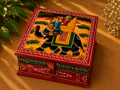 Hand-Painted Medium Wooden Jewellery Box – Royal Art Design