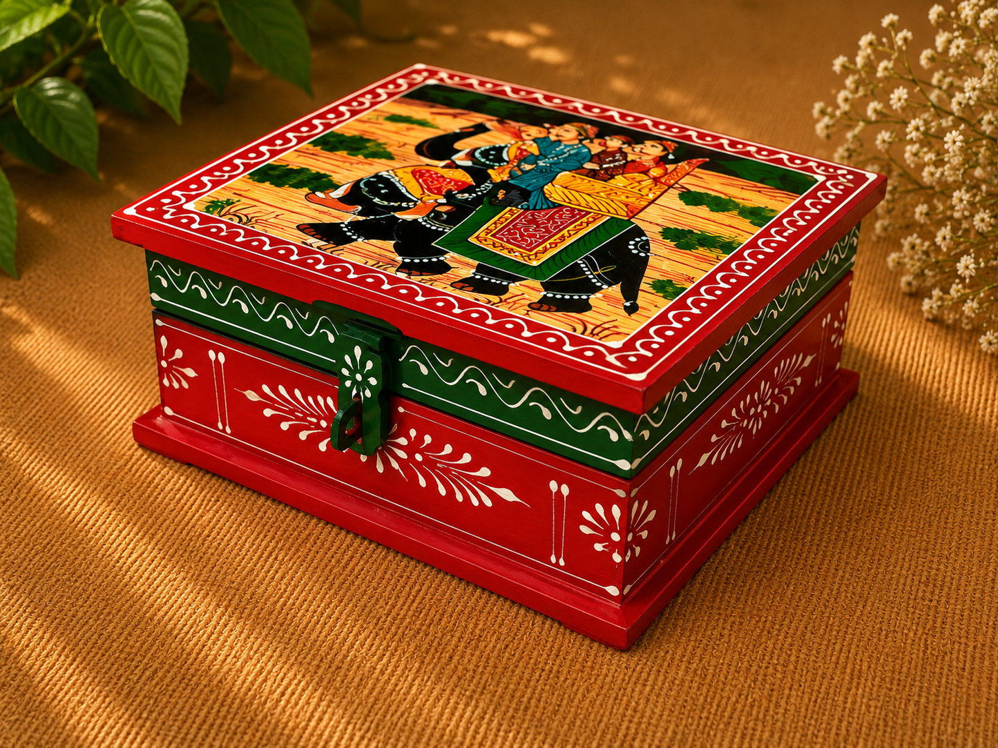 Hand-Painted Medium Wooden Jewellery Box – Royal Art Design