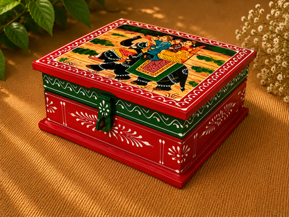 Hand-Painted Medium Wooden Jewellery Box – Royal Art Design