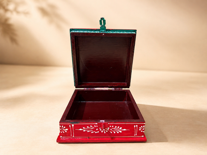 Hand-Painted Medium Wooden Jewellery Box – Royal Art Design