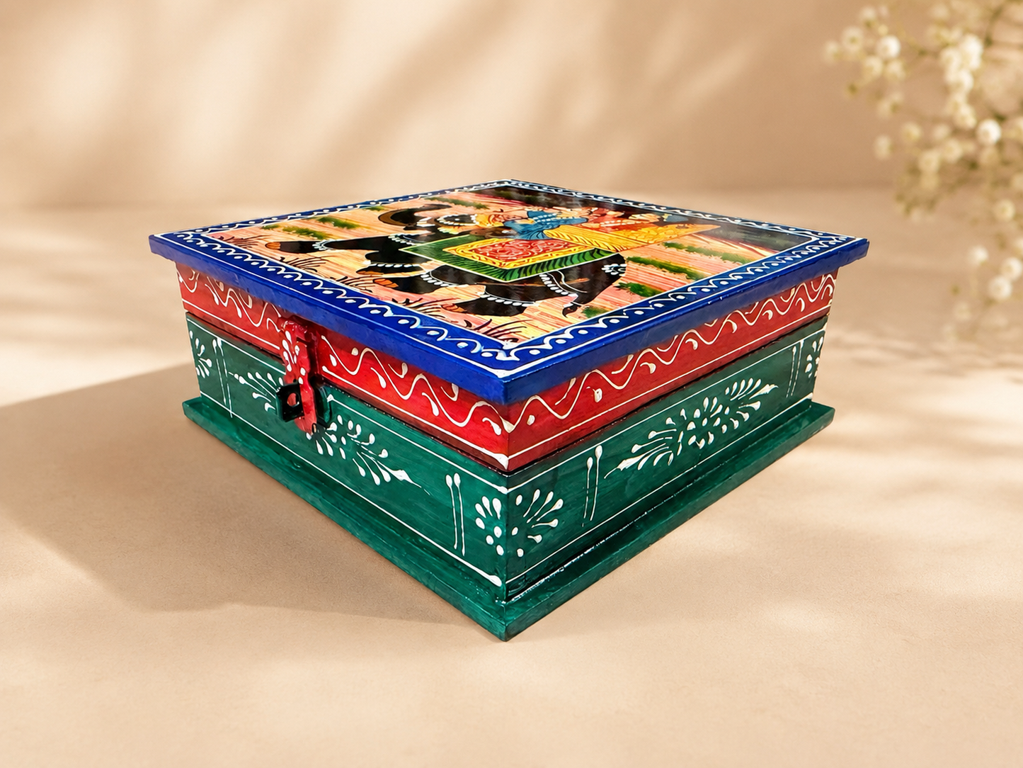 Hand-Painted Medium Wooden Jewellery Box – Royal Art Design