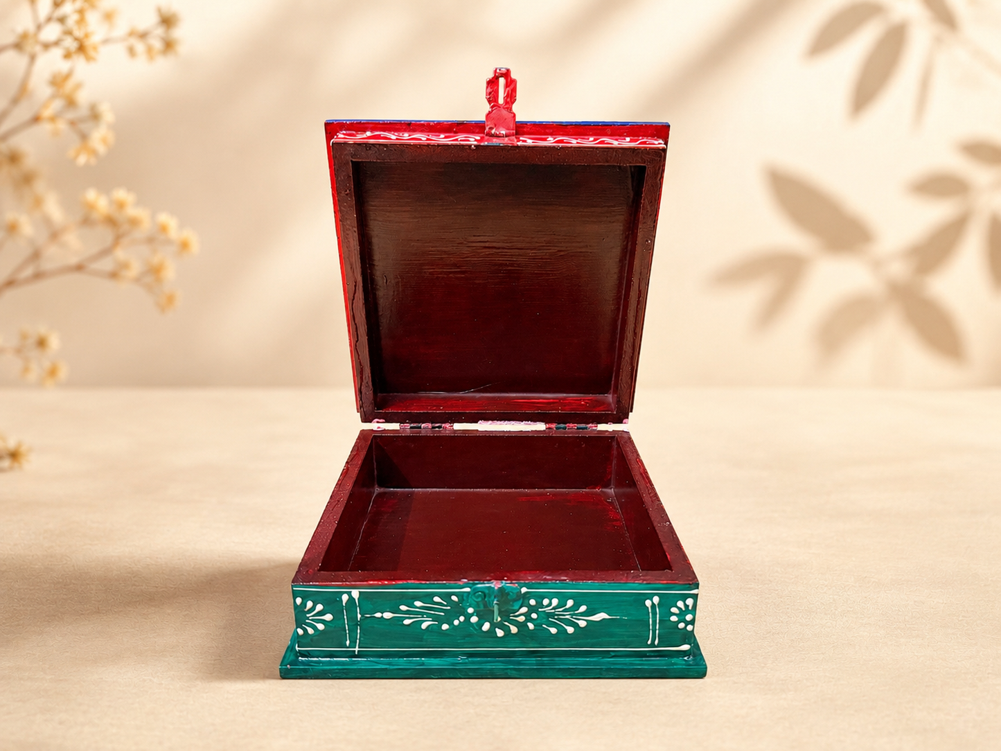 Hand-Painted Medium Wooden Jewellery Box – Royal Art Design