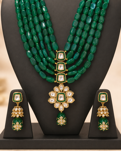 Handmade Rajasthani Patwa Jewellery Set with Earrings