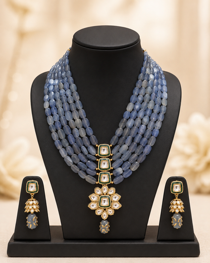 Handmade Rajasthani Patwa Jewellery Set with Earrings
