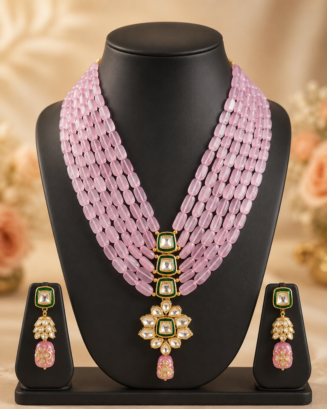Handmade Rajasthani Patwa Jewellery Set with Earrings