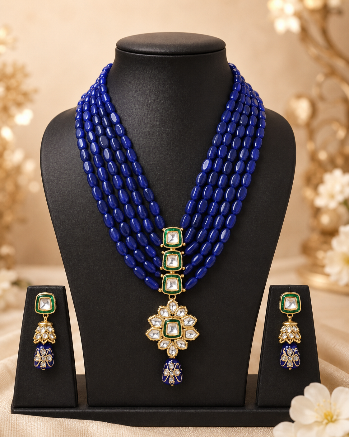 Handmade Rajasthani Patwa Jewellery Set with Earrings