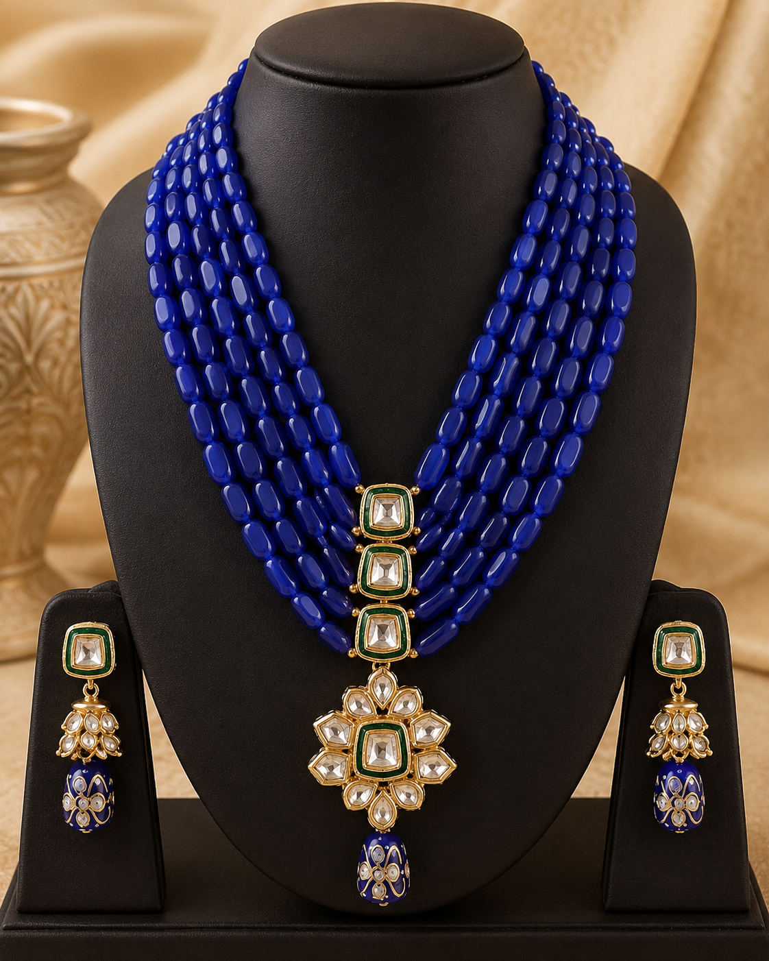 Handmade Rajasthani Patwa Jewellery Set with Earrings