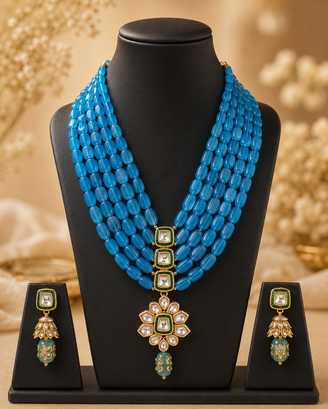 Handmade Rajasthani Patwa Jewellery Set with Earrings