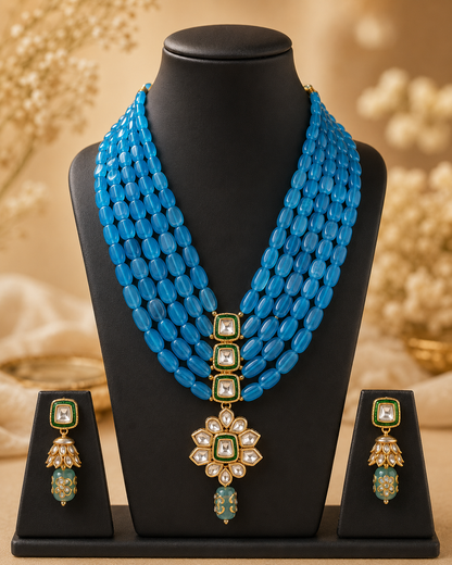 Handmade Rajasthani Patwa Jewellery Set with Earrings