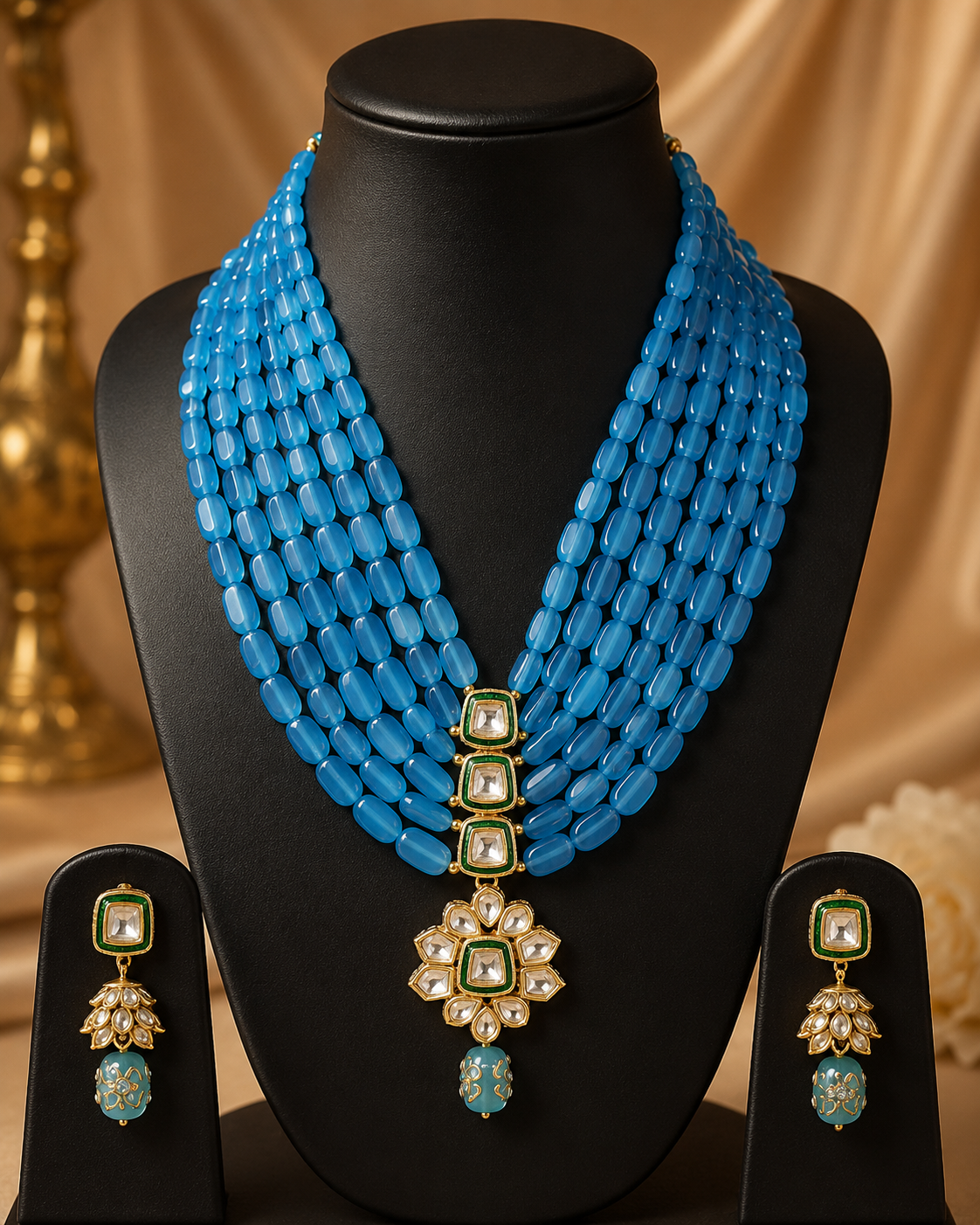 Handmade Rajasthani Patwa Jewellery Set with Earrings