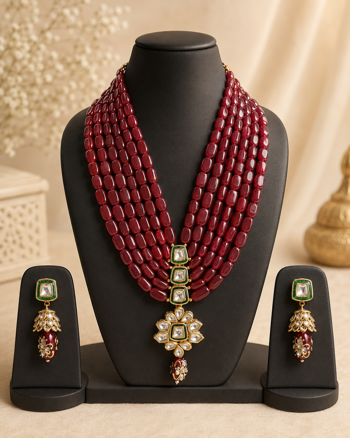 Handmade Rajasthani Patwa Jewellery Set with Earrings
