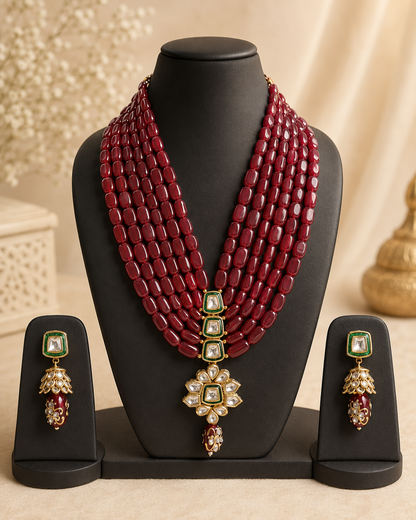 Handmade Rajasthani Patwa Jewellery Set with Earrings