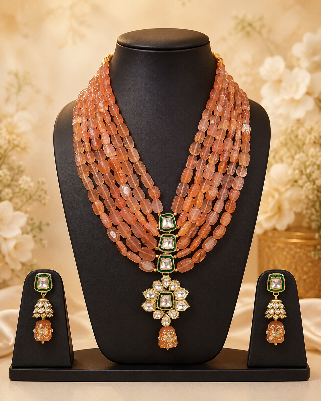 Handmade Rajasthani Patwa Jewellery Set with Earrings
