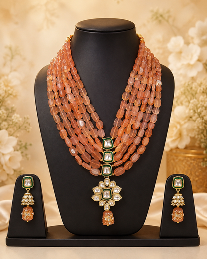 Handmade Rajasthani Patwa Jewellery Set with Earrings