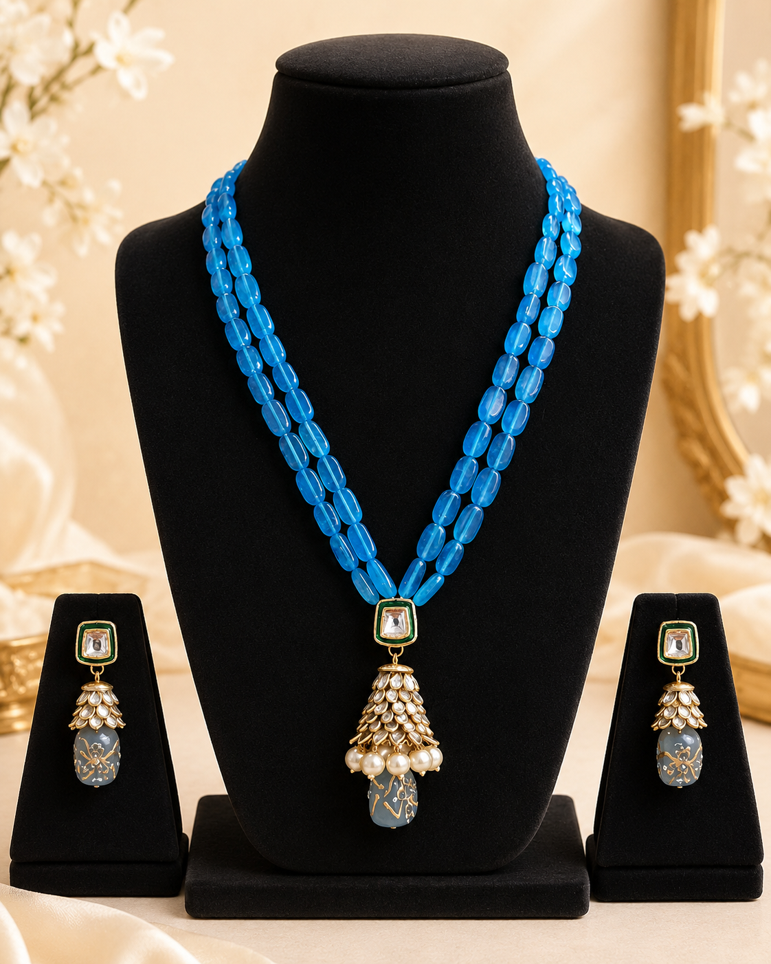 Handmade Rajasthani Patwa Jewellery Set with Earrings