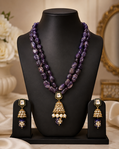 Handmade Rajasthani Patwa Jewellery Set with Earrings