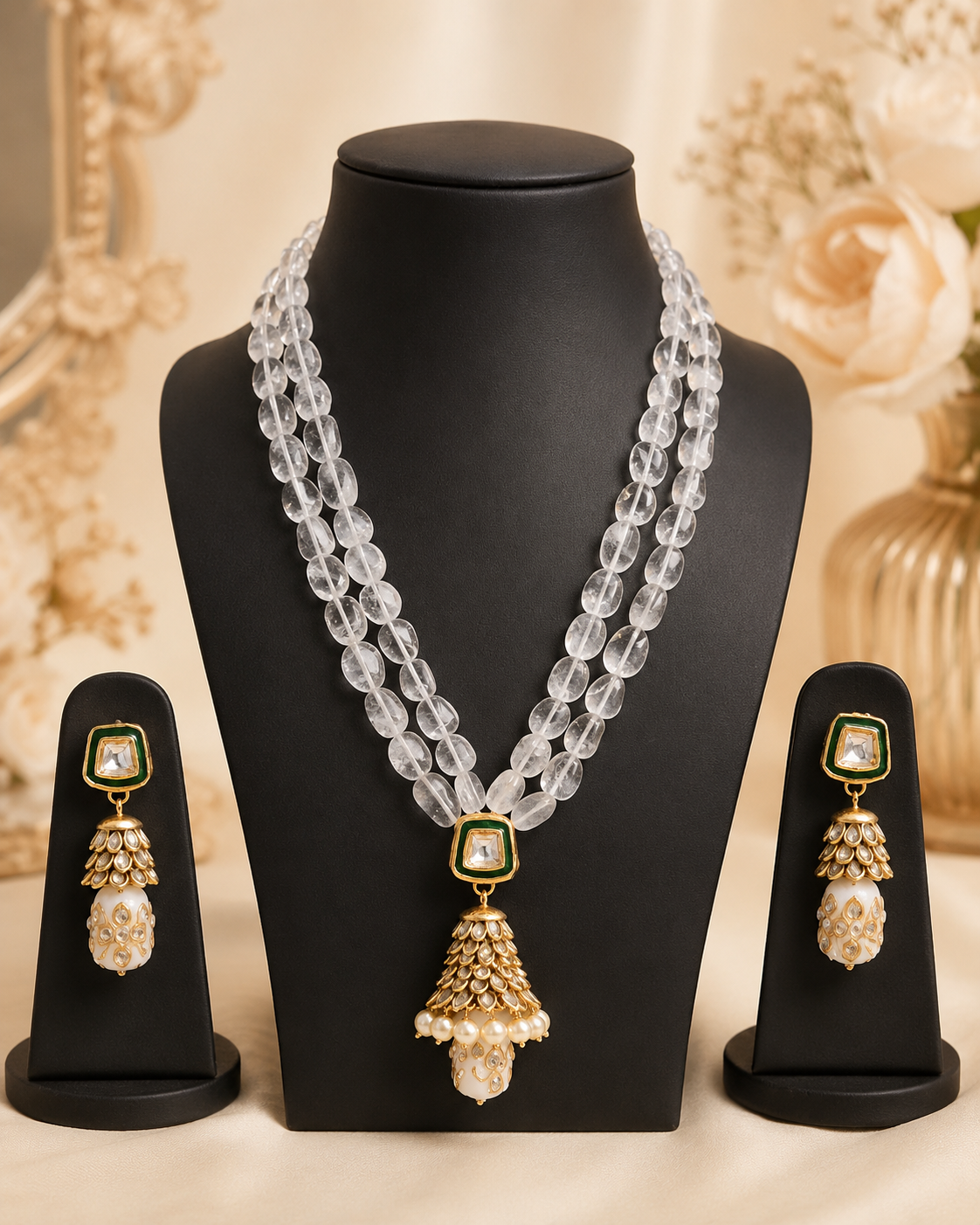 Handmade Rajasthani Patwa Jewellery Set with Earrings