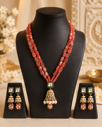 Handmade Rajasthani Patwa Jewellery Set with Earrings